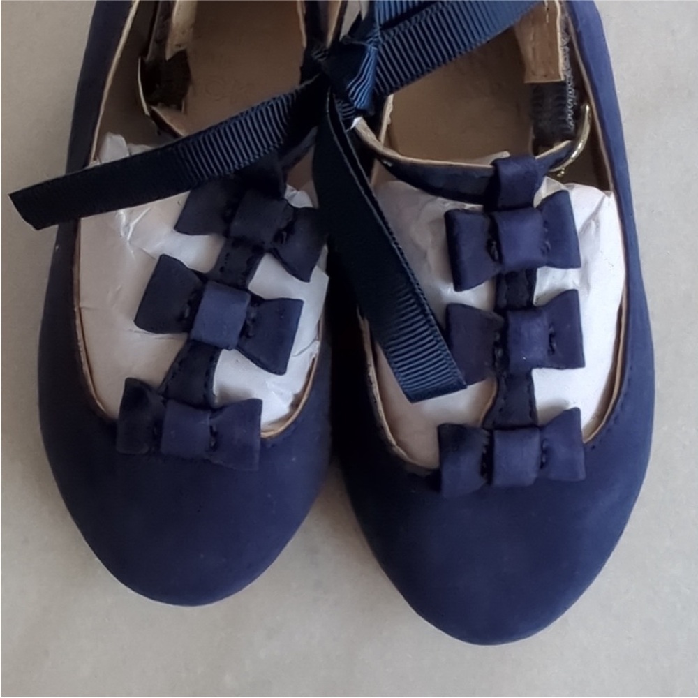 BRAND NEW WITH TAGS Janie and Jack - Blue Bow Baby Shoes - Toddler Size 4 - Picture 2 of 6